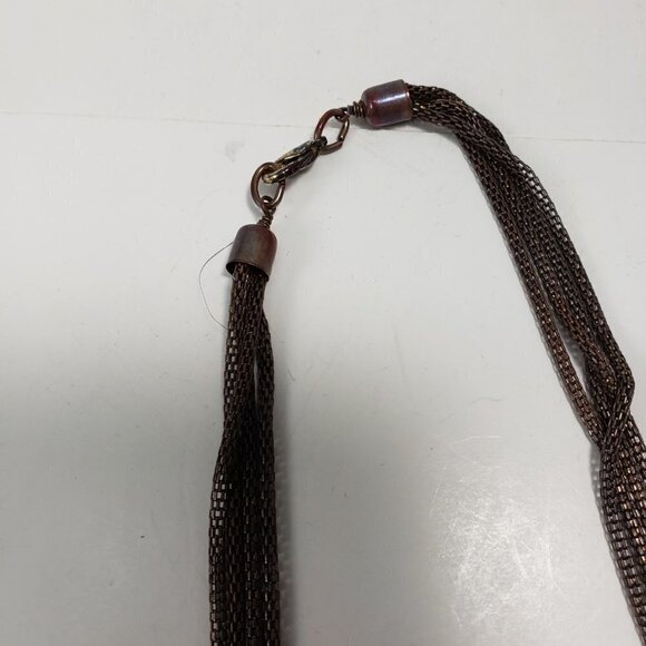 Brown Multi-Strand Hoop Necklace – 20" Bold Statement Women’s Fashion Jewelry - Picture 8 of 9